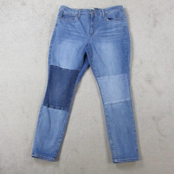 Universal Thread Denim - Universal Thread Jeans Womens 16 Blue Denim Patchwork Double Knee Hi Rise Skinny